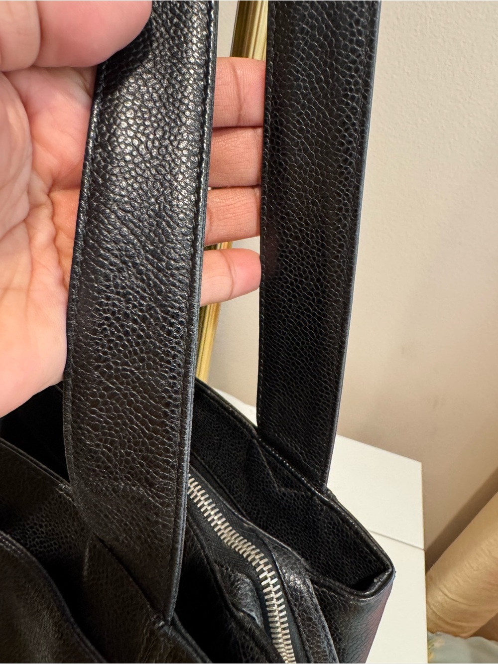 CHANEL Black Pebbled Leather Shoulder Tote - Picture 7 of 13
